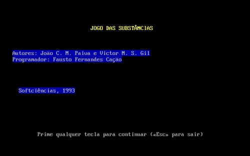 Jogos Químicos: Jogo das Substâncias e Jogo das Adivinhas